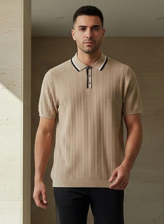 Splash FAV Men Short Sleeve Textured Polo T-shirt