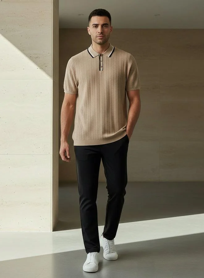 Splash FAV Men Short Sleeve Textured Polo T-shirt