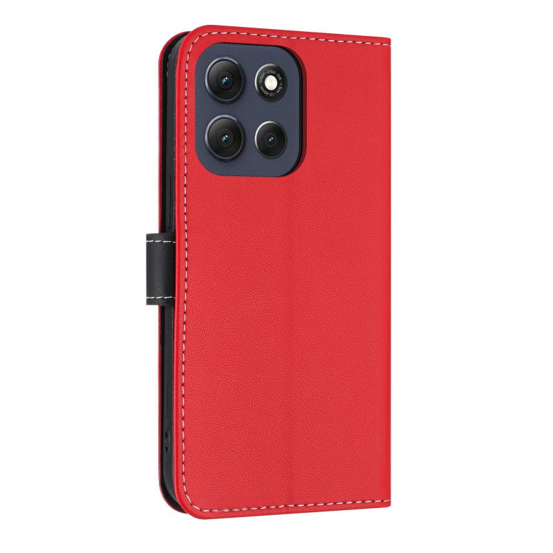 erorex For Motorola Moto G86 Power Metal Bow Leather Phone Case with Hand Strap(Red) - Image 3
