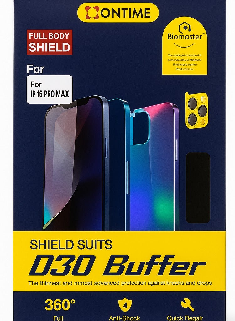 أونتايم ONTIME الكامل لجهاز آيفون 16 برو ماكس – طقم حماية 7 في 1 - Image 3
