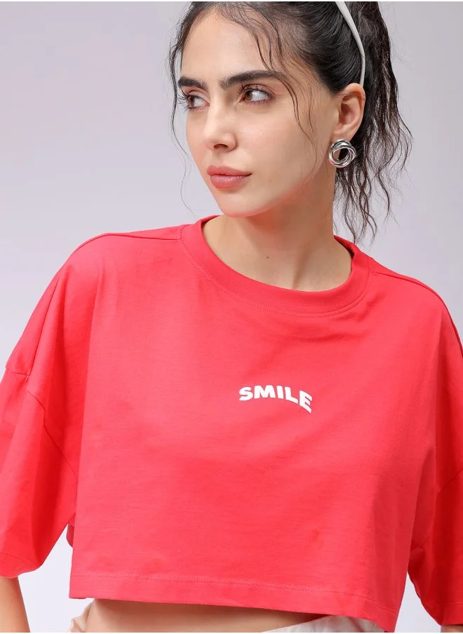 مرفوعة Women Boxy Fit Solid Cropped T-Shirt