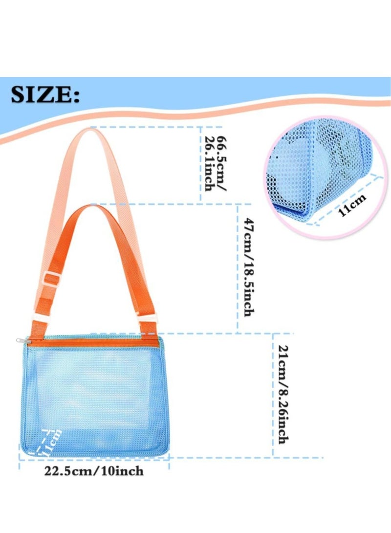 general Beach Toy Mesh Beach Bag, 3Pcs Seashell Collecting Bags with Adjustable Shoulder Straps, Sand Toys for Kids Shell Bags for Picking Up Shells - Image 3