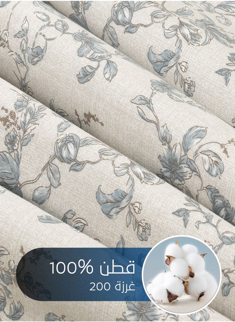 Master Home Textile - Cotton Floral Comforter Sets, Fits 160 x 200 cm Queen Size Bed, 5 Pcs, 100% Cotton 200 Thread Count, With Removable Filling, Veronica Series - Image 1