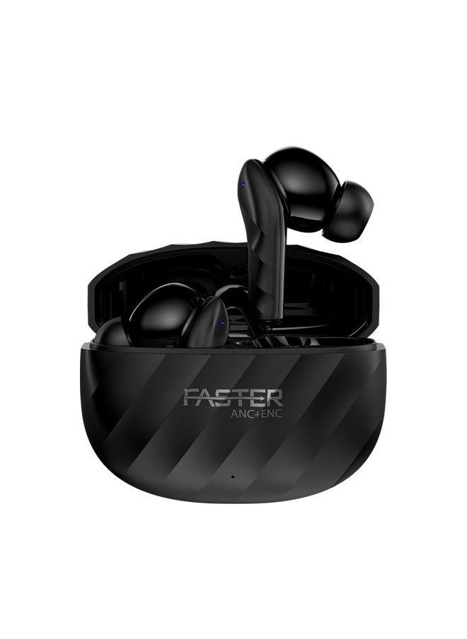 Faster - Raptor Wireless Earbuds with ANC + ENC - 6 Hours Playtime with Bluetooth 5.3 - HiFi Stereo Sound Airpods - Gaming Bluetooth Earphones with Ultra-Low Latency - Deep Bass, IPX4 Water Resistant - For Exercise, Gym - Compatible with iPhone & Android (Black) - Image 1
