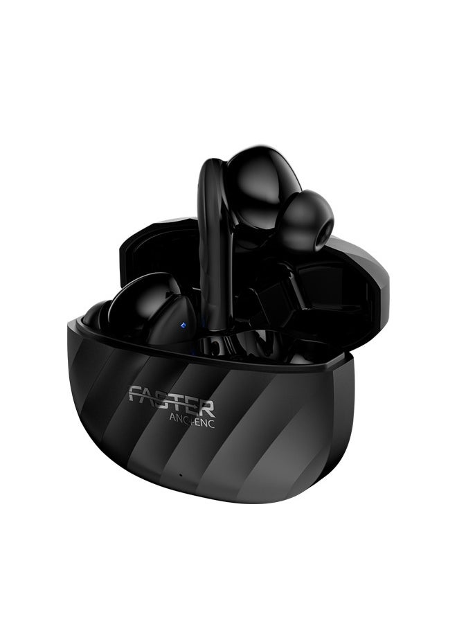 Faster - Raptor Wireless Earbuds with ANC + ENC - 6 Hours Playtime with Bluetooth 5.3 - HiFi Stereo Sound Airpods - Gaming Bluetooth Earphones with Ultra-Low Latency - Deep Bass, IPX4 Water Resistant - For Exercise, Gym - Compatible with iPhone & Android (Black) - Image 1