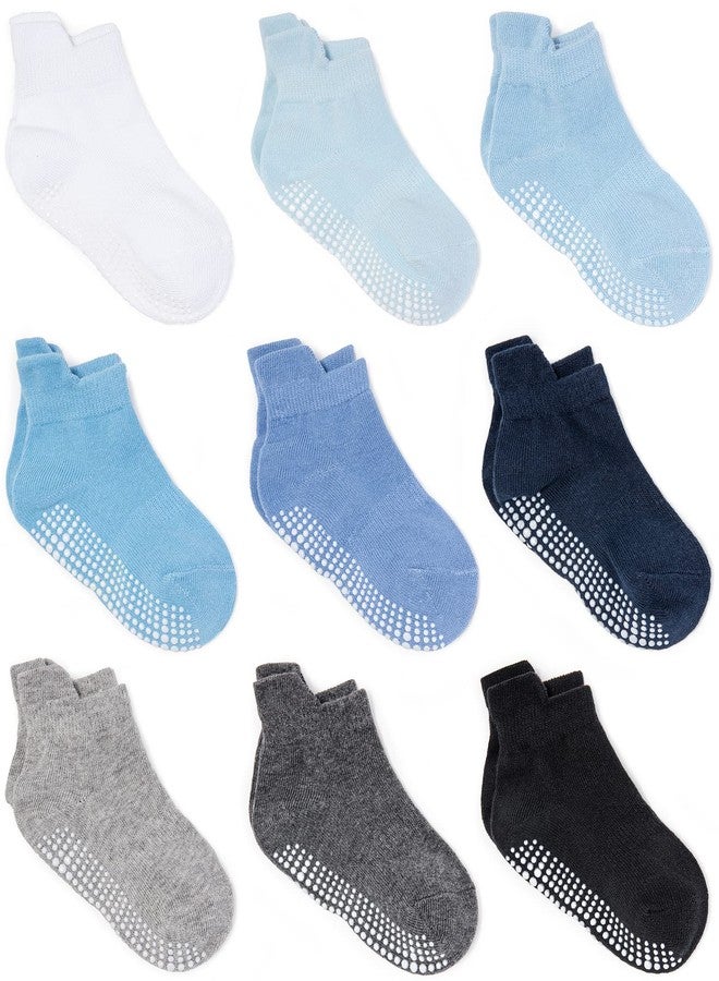 Zaples Baby Non Slip Grip Ankle Socks with Non Skid Soles for Infants Toddlers Kids Boys Girls, Boys - 9 Pairs, 4-7 years - Image 1