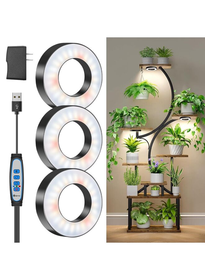 Grow Lights for Indoor Plants, 144 LEDs Full Spectrum LED Plant Grow Light, 5V/3A Under Cabinet Grow Lamp with Auto Timer 6/12/16 Hrs, 3 Lighting Mode, 5 Brightness Levels, Tri Head (3.5in) - Image 1