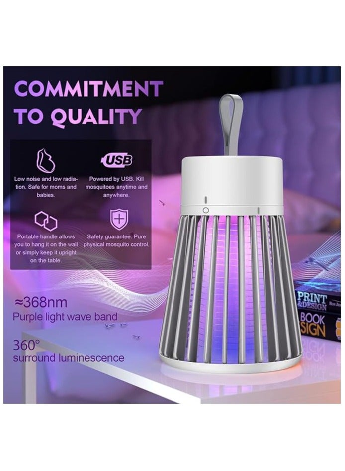 إكسفور قاتل البعوض الكهربائي، مصباح مصيدة البعوض الخارجي المحمول القابل لإعادة الشحن عبر USB، صاعق البعوض باللون الأبيض - Image 2