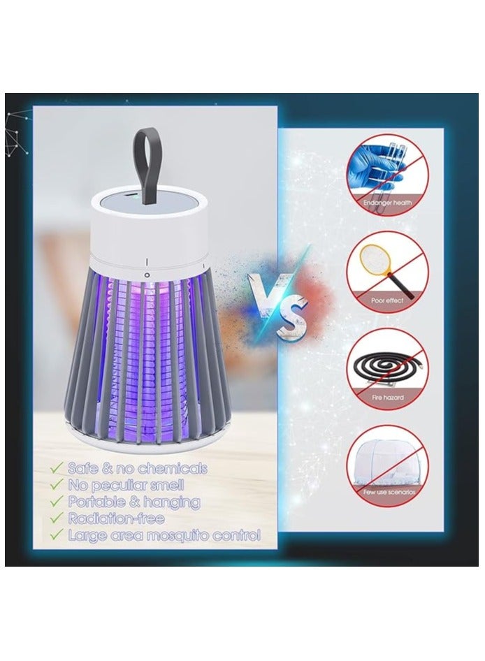 إكسفور قاتل البعوض الكهربائي، مصباح مصيدة البعوض الخارجي المحمول القابل لإعادة الشحن عبر USB، صاعق البعوض باللون الأبيض - Image 3