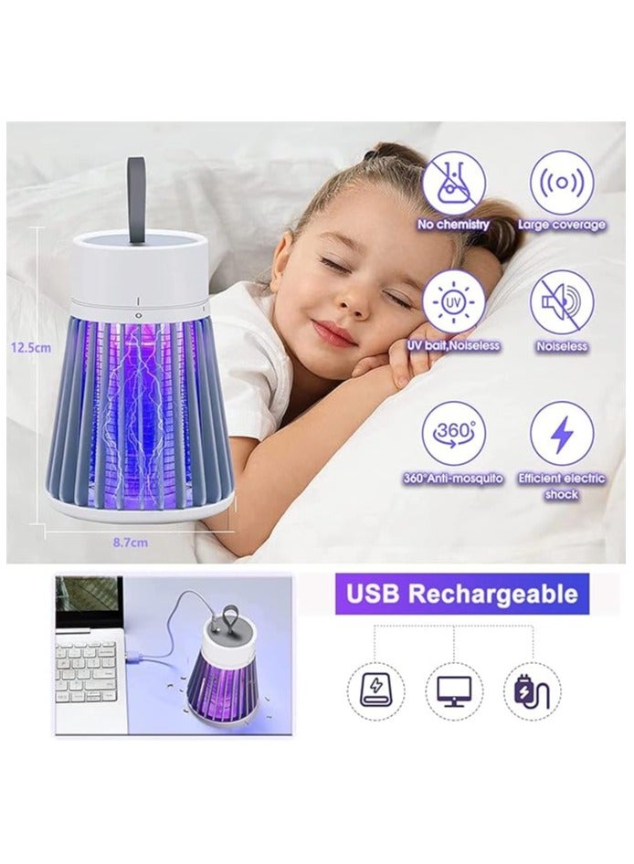 إكسفور قاتل البعوض الكهربائي، مصباح مصيدة البعوض الخارجي المحمول القابل لإعادة الشحن عبر USB، صاعق البعوض باللون الأبيض - Image 4