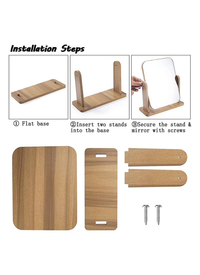 FASHION HOME - 360 Degree Swivel High-Definition Wooden Desk Make Up Mirror 1pc - Image 1