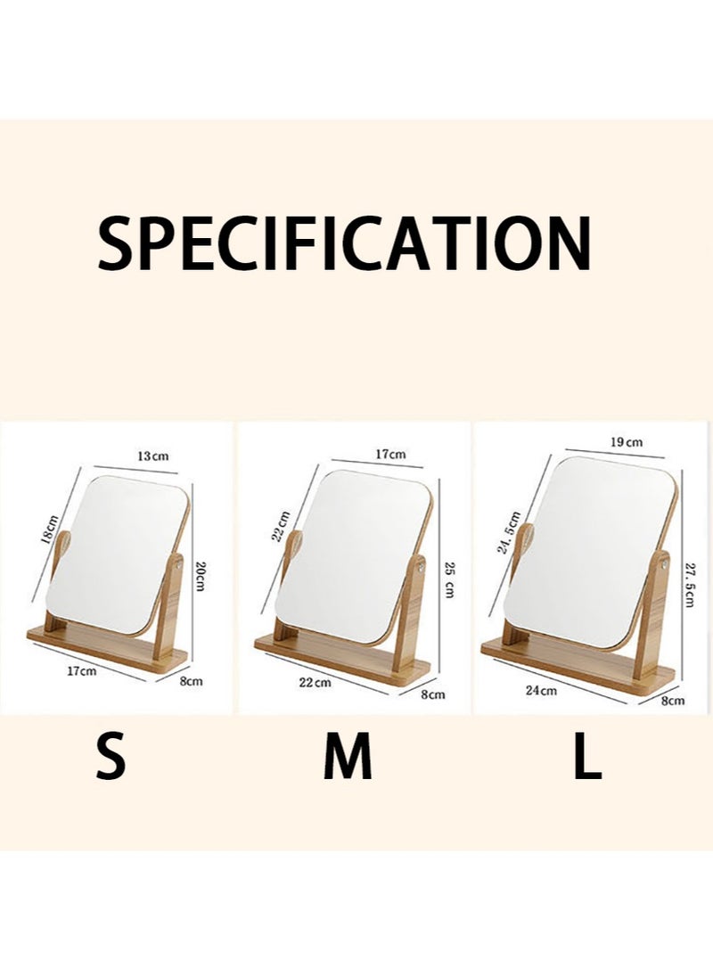 FASHION HOME - 360 Degree Swivel High-Definition Wooden Desk Make Up Mirror 1pc - Image 1
