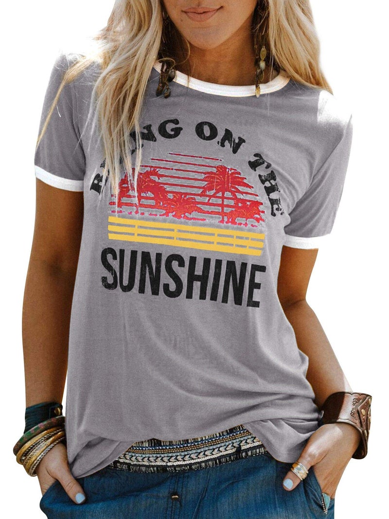 Nlife Bring On The Sunshine Graphic Short Sleeves Tees Blouses for Women Tops Sweaters for Women - Image 1