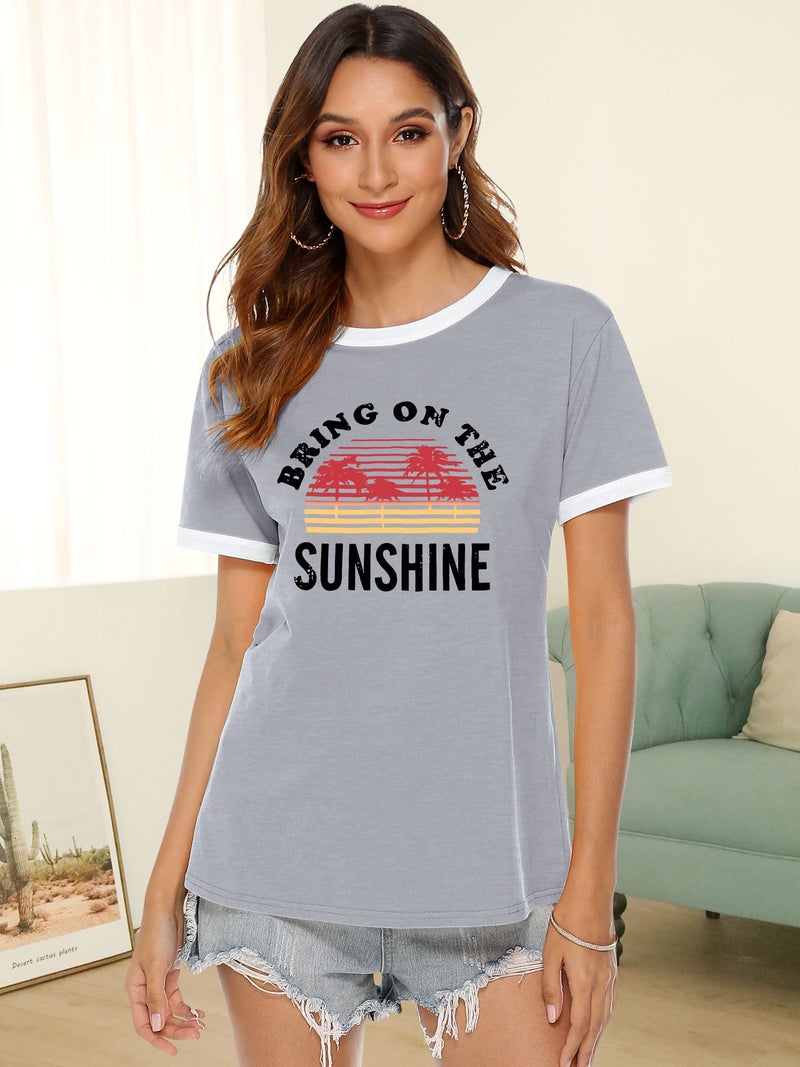 Nlife Bring On The Sunshine Graphic Short Sleeves Tees Blouses for Women Tops Sweaters for Women - Image 3