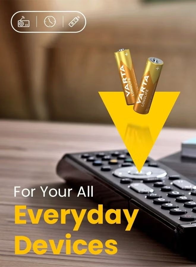 Varta Longlife AA Alkaline Battery 4-Pack - High-performance, Long-lasting Batteries for Everyday Devices - Ideal for Remote Controls, Toys, Flashlights, and More - Image 2