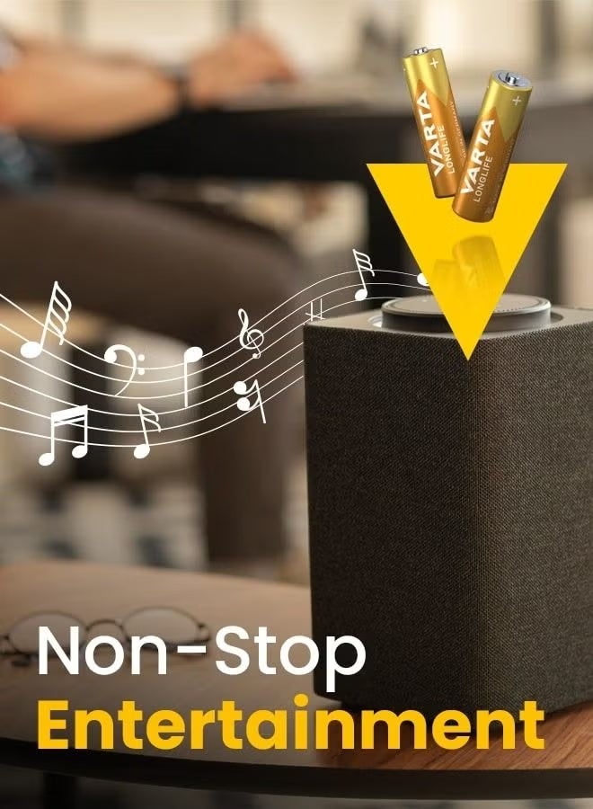 Varta Longlife AA Alkaline Battery 4-Pack - High-performance, Long-lasting Batteries for Everyday Devices - Ideal for Remote Controls, Toys, Flashlights, and More - Image 3