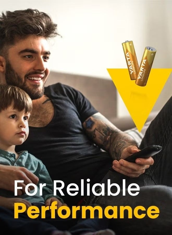 Varta Longlife AA Alkaline Battery 4-Pack - High-performance, Long-lasting Batteries for Everyday Devices - Ideal for Remote Controls, Toys, Flashlights, and More - Image 4