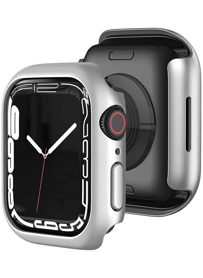 NIBEMINENT Hard PC Bumper Protective Matte Case Cover for Apple Watch 7 45mm Silver  - Image 1