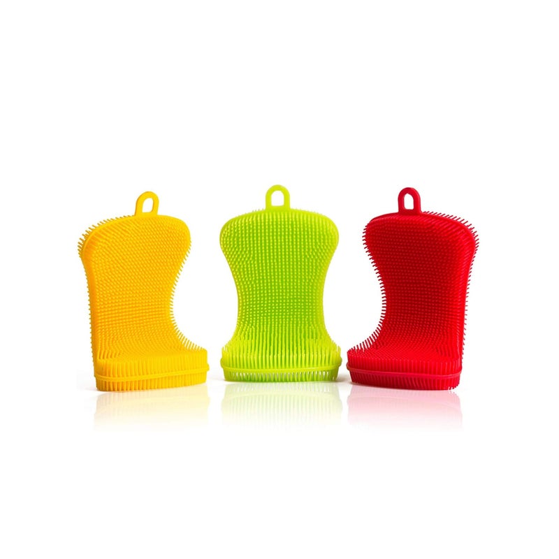 SOLARAE 3 Pack Gentle and Hygienic Kitchen Silicone Sponge for Non Scratch Dish Washing Cleaning Miracle Market Silicone Dish Sponge - Image 1