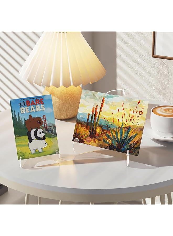 erorex 5 Pack Acrylic Display Stand Plate Stand For Display Clear Easel Stand Display Holder Base Display Holder For Card Frame Picture Magazine Book Cd Phone Clear  - Image 5