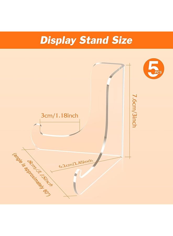 erorex 5 Pack Acrylic Display Stand Plate Stand For Display Clear Easel Stand Display Holder Base Display Holder For Card Frame Picture Magazine Book Cd Phone Clear  - Image 2