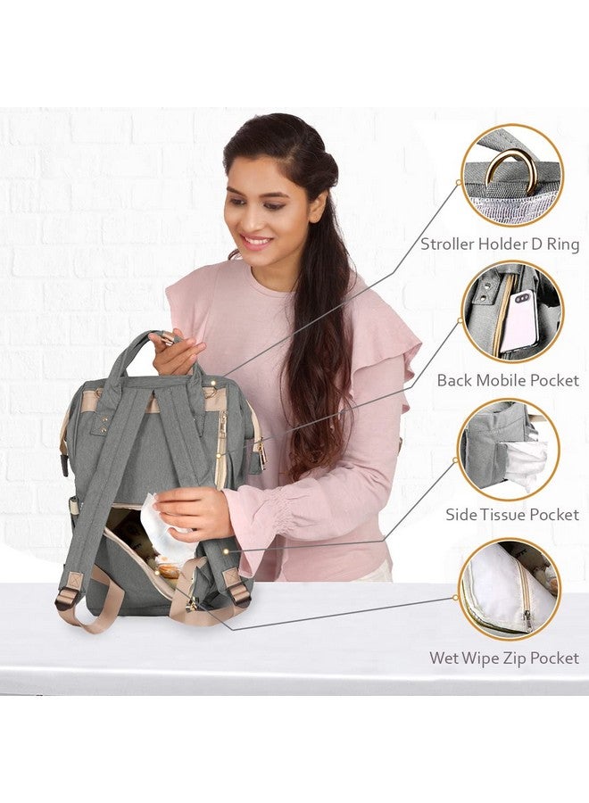 PACKNBUY Classic Diaper Bag for Mothers for Travel, Maternity Bag with Insulated Bottle Pockets, Water Resistant Baby Diaper Bag with Multiple Pockets for Newborn Baby Products (Grey) - Image 5