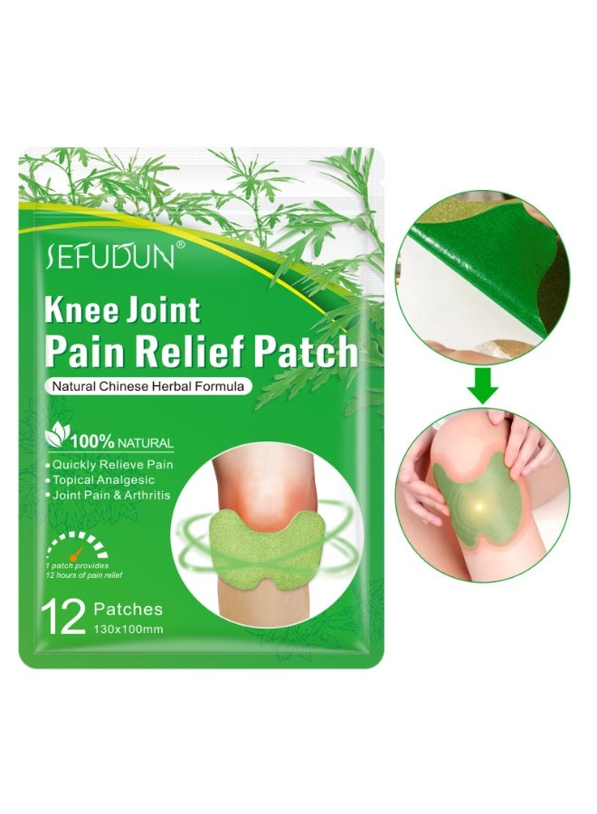 Sefudun 12 PCS Knee Pain Relief Patches, Natural Herbal Knee Joint Pain Relief Patch Knee Pain Treatment Plaster and Pads for Knee - Image 1