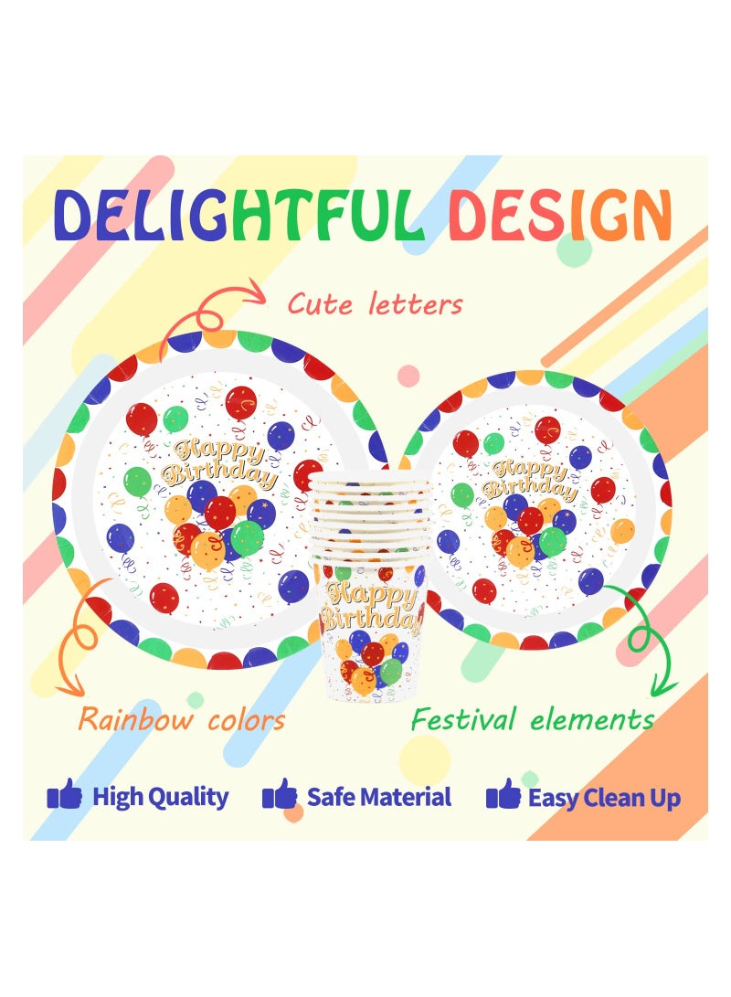 SYOSI 162 PCS Happy Birthday Disposable Party Favors with Birthday Plates Cups Napkins Tablecloth Straws Birthday Party Supplies for Kids Birthday Party Decoration, 20 Guests (Happy birthday) - Image 3