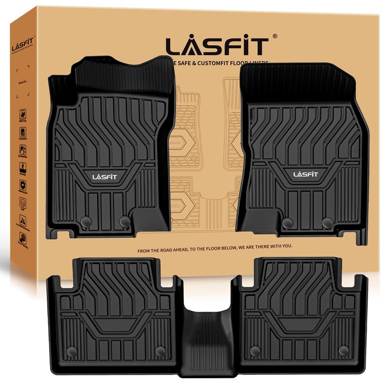 حصائر أرضية LASFIT لسيارة نيسان روج 2014-2020 غير مناسبة لسيارة روج سبورت أو اختيار جميع الأحوال حصائر أرضية TPE مخصصة ومتينة لسيارة روج SSVSL 2020 2019 2018 2017 2014 حصائر السيارة للصفين الأول والثاني