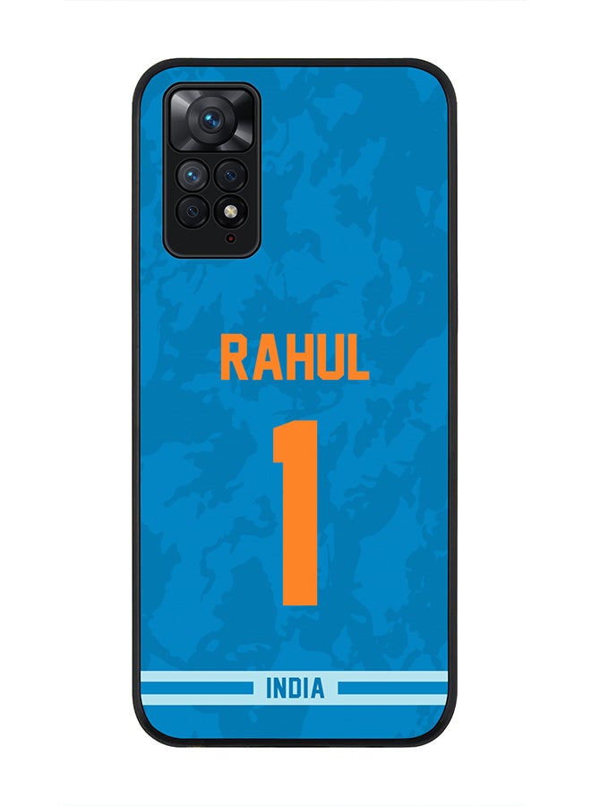Stylizedd Rugged Black Edge Case for Redmi Note 11 4G / Redmi Note 11S, Slim fit Soft Case Flexible thin Cover - Player Name - KL Rahul, Jersey Number- 1 - Image 1