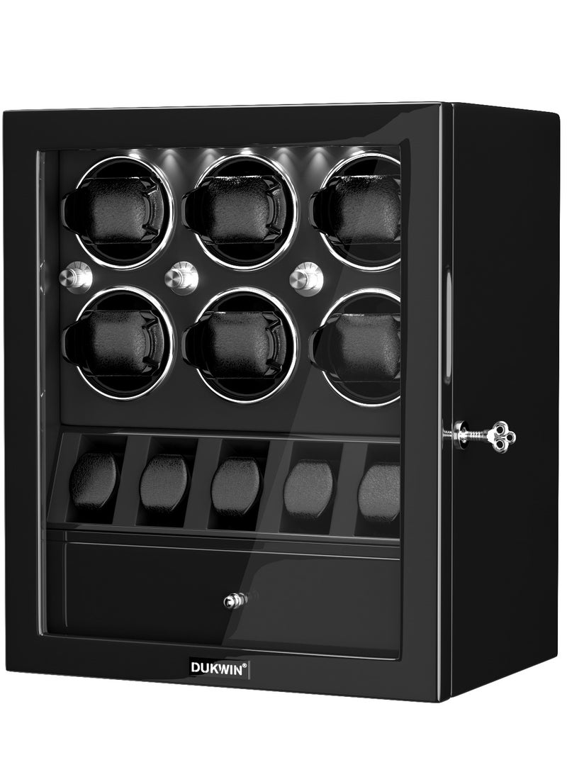 3 in 1 Watch Winder for 6 Automatic Watches with 5 Extra Watches Storage, White LED Light, 4 Rotation Modes, key lock and Jewelry Drawer for Men and Women - pzsku/ZDF5C5D333081E61C667DZ/45/_/1736404362/569af6e3-646a-449e-adae-b5c5a0cf1b8f