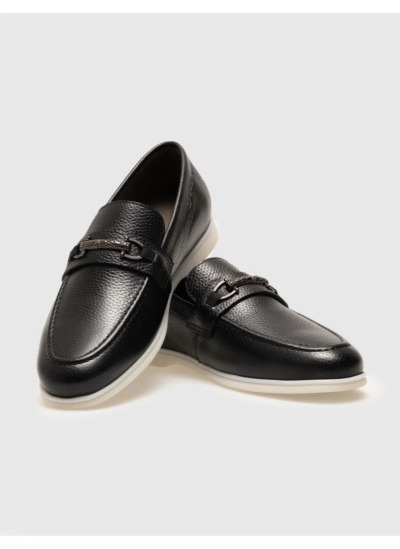 كاباني Genuine Leather Black Buckle Men's Casual Shoes