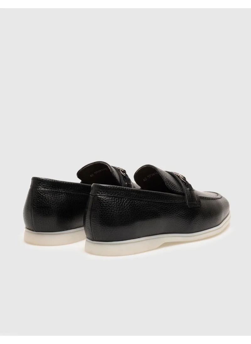 كاباني Genuine Leather Black Buckle Men's Casual Shoes