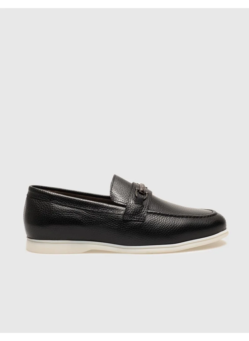 كاباني Genuine Leather Black Buckle Men's Casual Shoes
