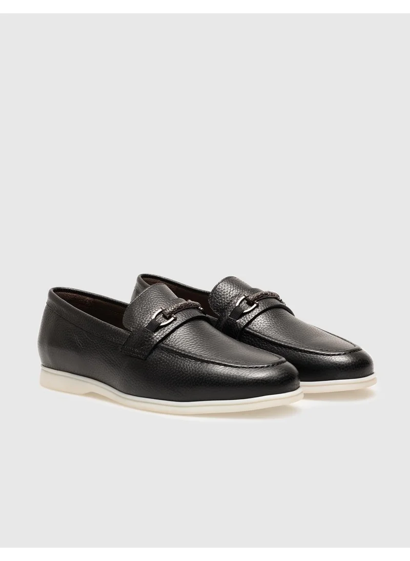 كاباني Genuine Leather Black Buckle Men's Casual Shoes