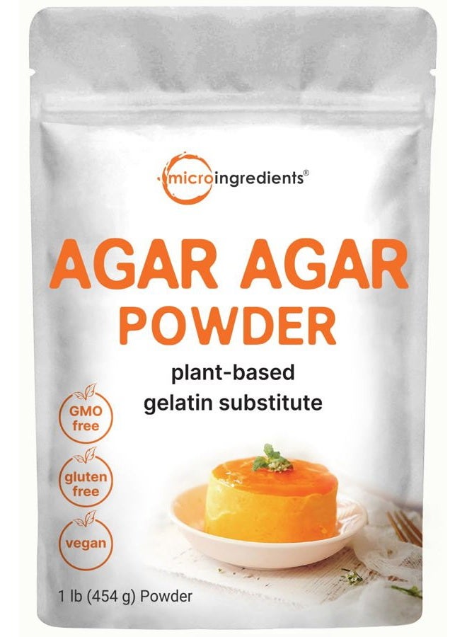 Micro Ingredients Agar Agar Powder, 1lb (16oz) | Planted-Based Source from Red Algae | Unflavored Thickening Agent for Cooking & Baking | Vegan Substitute for Beef Gelatin | Non-GMO, Vegan Friendly - Image 1