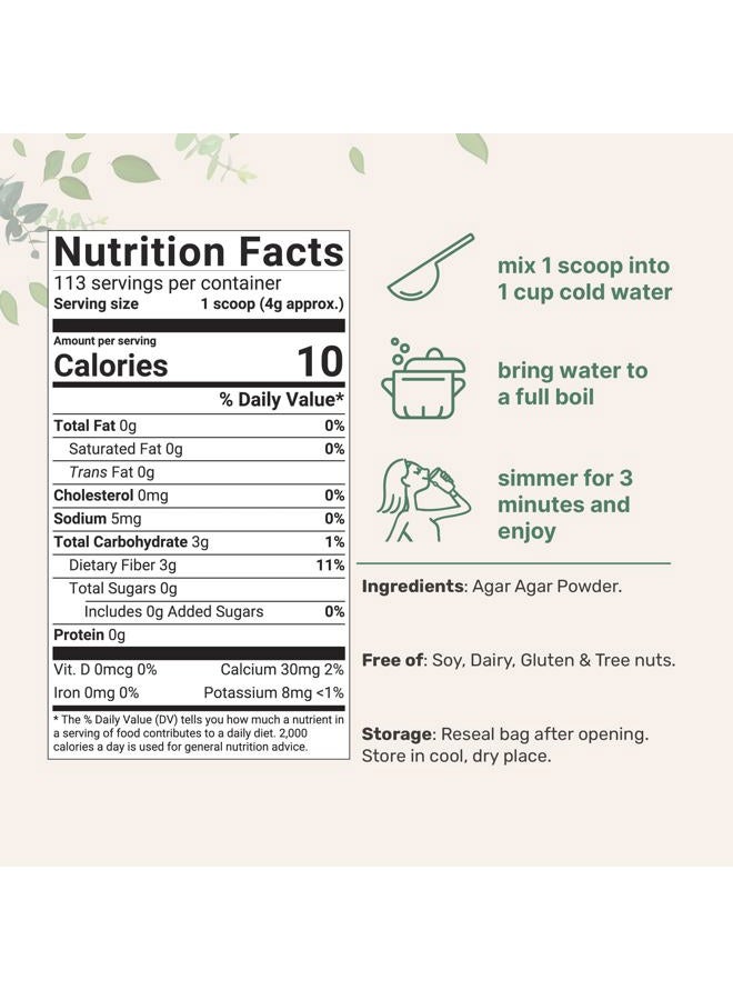 Micro Ingredients Agar Agar Powder, 1lb (16oz) | Planted-Based Source from Red Algae | Unflavored Thickening Agent for Cooking & Baking | Vegan Substitute for Beef Gelatin | Non-GMO, Vegan Friendly - Image 2