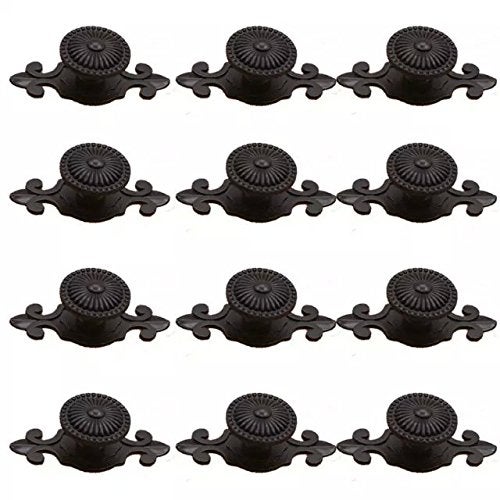 CSKB Black Antique Vintage Retro Drawer Cabinet Metal Knobs with Backplates 12 PCSMushroom Shape Pulls Handle Dresser Knob