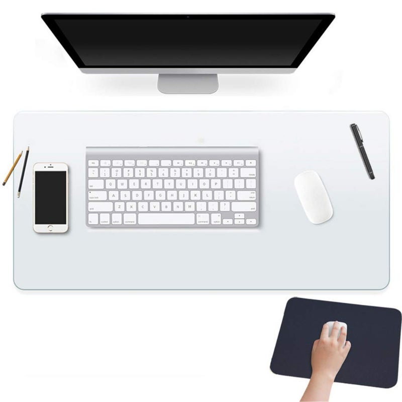 16 X 36 Clear Plastic Office Desk Blotter Keyboard Pad Computer Mat Table Protector Tablecloth Wooden Furniture Coffee Glass End Side Top Protection Cover Waterproof Wipeable Rectangular PVC Vinyl