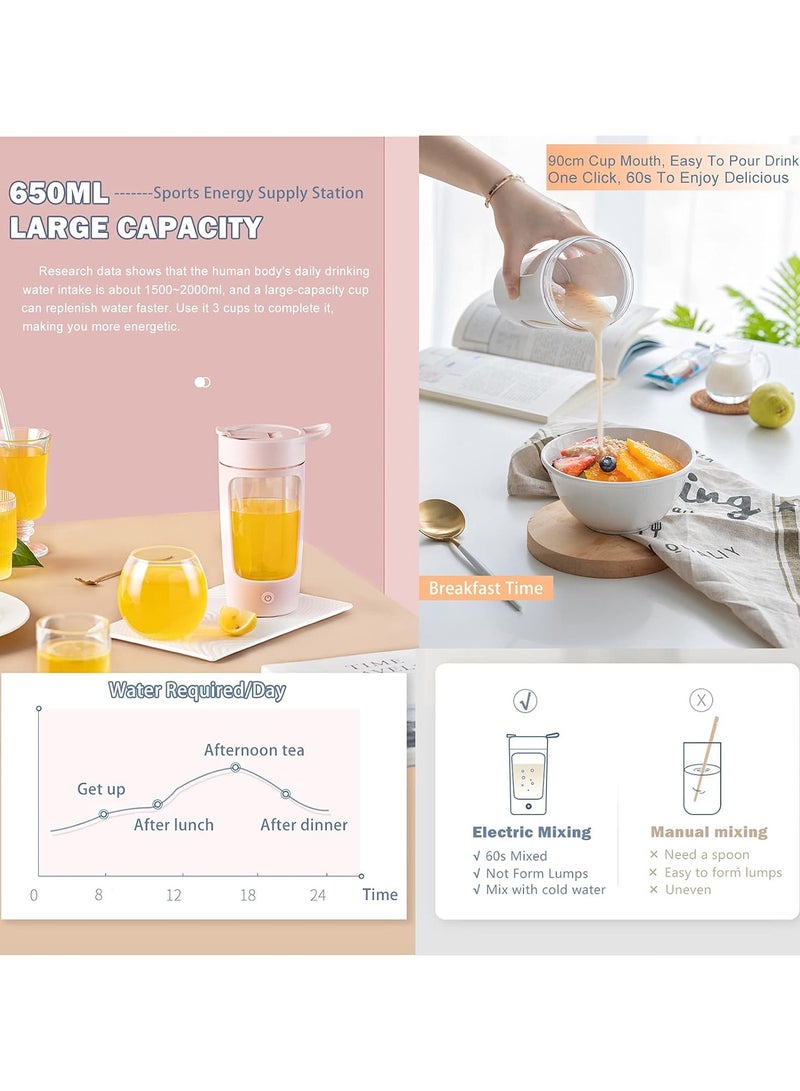 Generic Electric Protein Shaker Bottles 22oz Portable 2 min Mixer Cup for Smooth Shakes & Supplements Self Stirring Mug for Coffee milk powder oatmeal milkshake random color product - Image 3