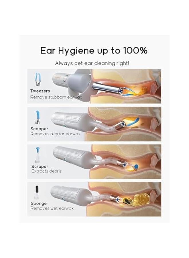 Bebird Earsight Plus R37R Ear Cleaning Camera Wax Removal Tool kit, Flexible Earwax Cleaner Scope Otoscope Cam Light, Visual Earpick Tweezers Wireless Ear-Wax Remover for Adults & Kids - White - Image 5