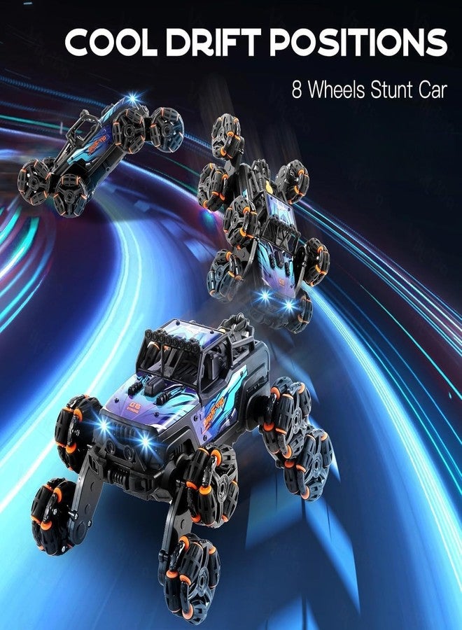 VikriDA 8 Wheel Remote Control Car with Lights, Music & 360° Rotation - Hand Control RC Vehicle Toy for Kids & Adults - Black - Image 2