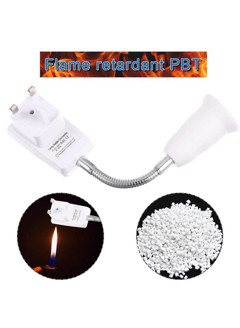 E27 Lamp Holder with Plug and Switch, 2 Pcs Flexible Arm Wall Light Socket for Bedroom, Kitchen, Bulb Base with Plug-in Capability
