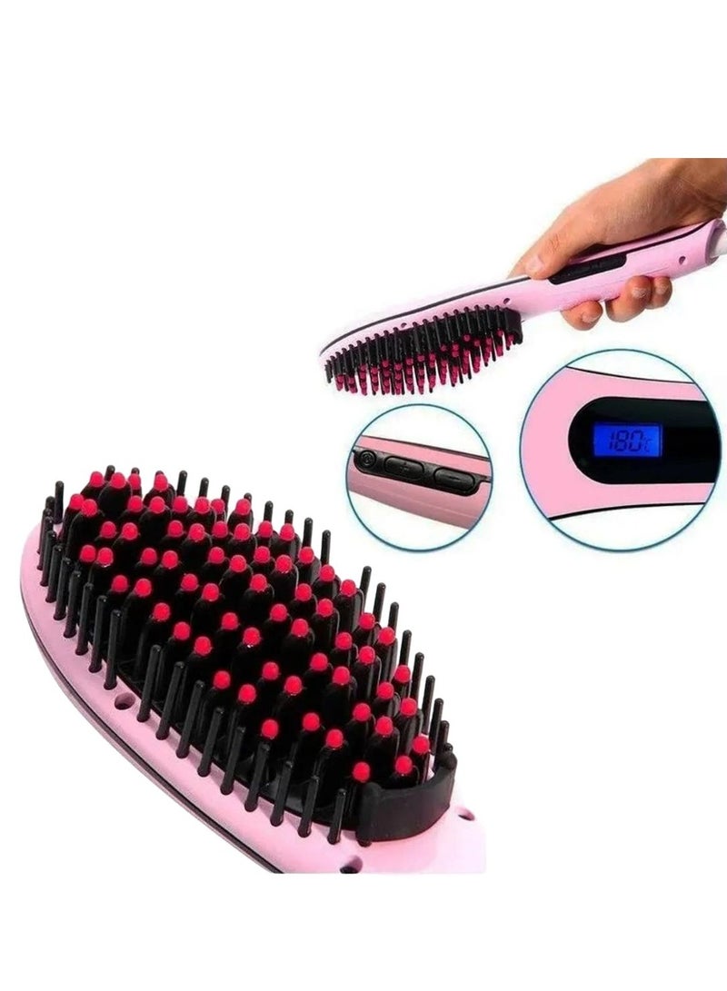 فرشاة فرد الشعر الكهربائية السريعة LCD وردي / أسود - Image 2