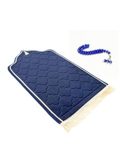 MOVE ON Velvet Premium prayer mat with Blue color bids. Dimension of 65×110 cm which provide ample space for comfortable prayer & 10mm thickness ensures a soft and supportive surface.  - Image 1