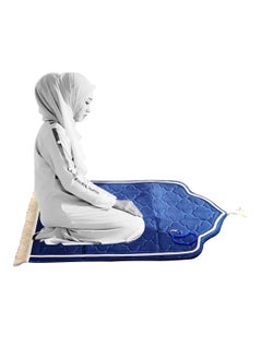 MOVE ON Velvet Premium prayer mat with Blue color bids. Dimension of 65×110 cm which provide ample space for comfortable prayer & 10mm thickness ensures a soft and supportive surface.  - Image 4