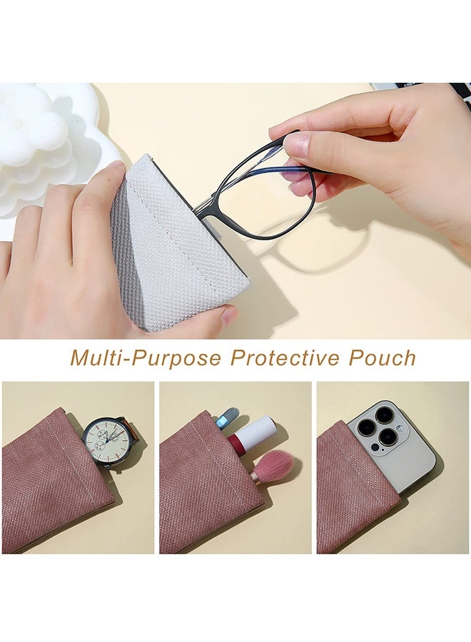 دبليو أف أف أو حقيبة نظارات ناعمة بحجم 2 مع كيس، حقيبة نظارات شمسية جلدية للسفر، حقيبة نظارات بغطاء قابل للضغط مع حلقة للتعليق - وردي/أخضر - Image 4