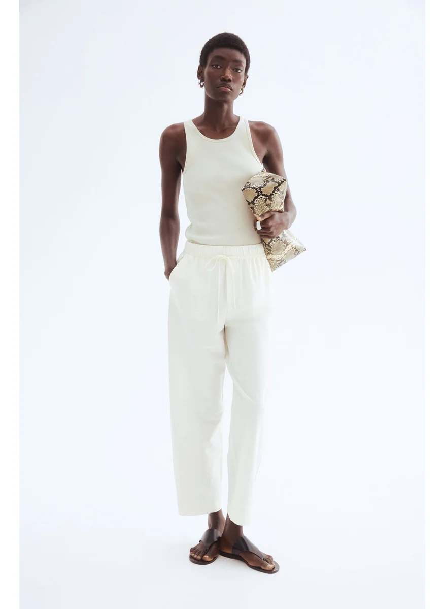 اتش اند ام Linen-Blend Drawstring Trousers