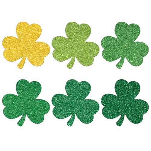 Yewfold Large St. Patrick's Day Shamrock Cutouts Decorations, Clover Cardboard Cutout Set of 12, 11" x 11" Saint Patrick's Day Cut Outs Decor for Party Wall Bulletin Board Indoor Outdoor Decoration - Image 1