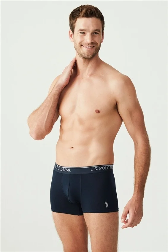 يو اس بولو اسن BASE. Polo Assn. Men's Navy Blue - Gray Melange - Indigo 3-Piece Boxer